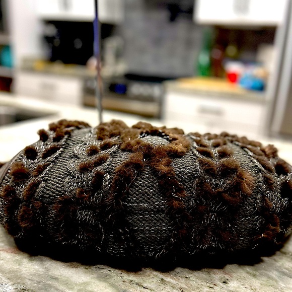 Salvatore Ferragamo Authentic Brown Mink. Grey Knit. Leather Trim Bag - Picture 11 of 14